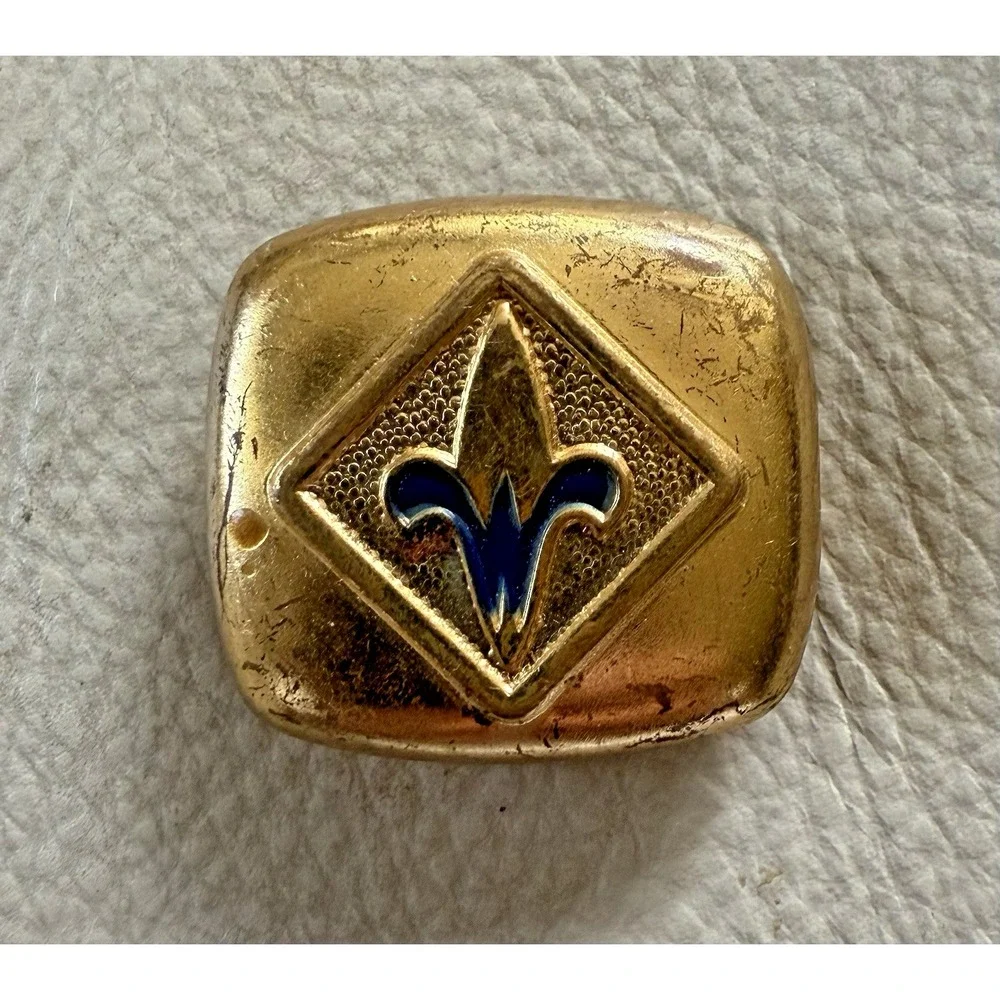 Fleur De Lis Gold & Blue Colors Boy Scouts Vintage Handkerchief Slide